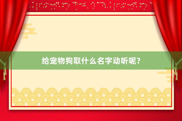 给宠物狗取什么名字动听呢？